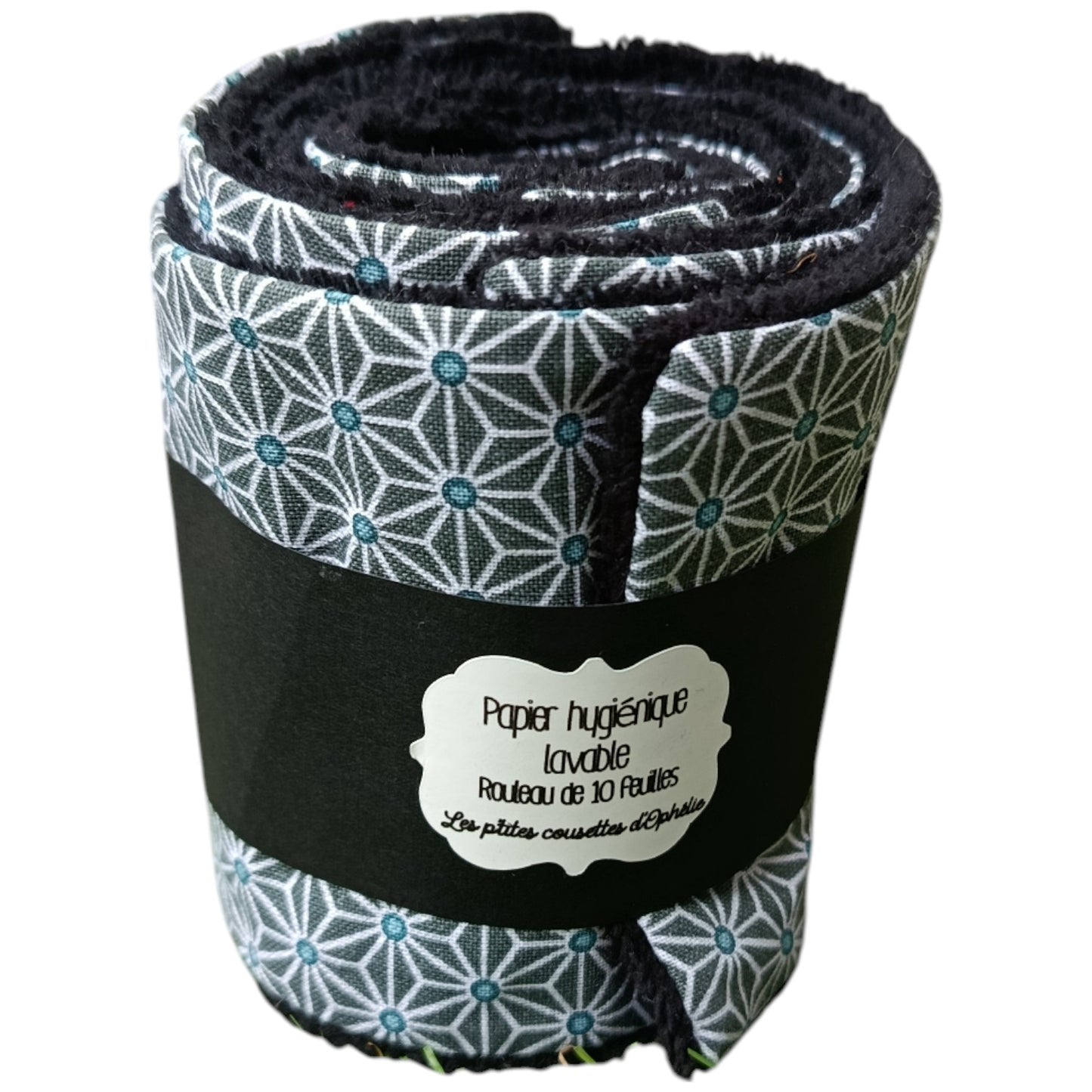 Papier toilette lavable et réutilisable géométrie noire