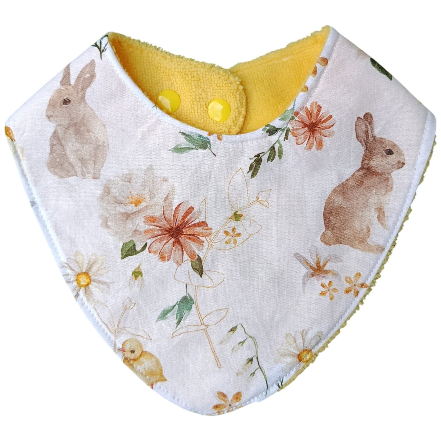 Bavoir bébé personnalisable lapin jaune Les p'tites cousettes d'Ophélie