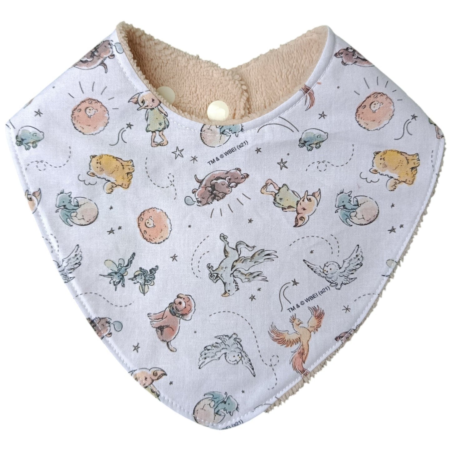 Bavoir bébé personnalisable Harry potter dobby beige Les p'tites cousettes d'Ophélie