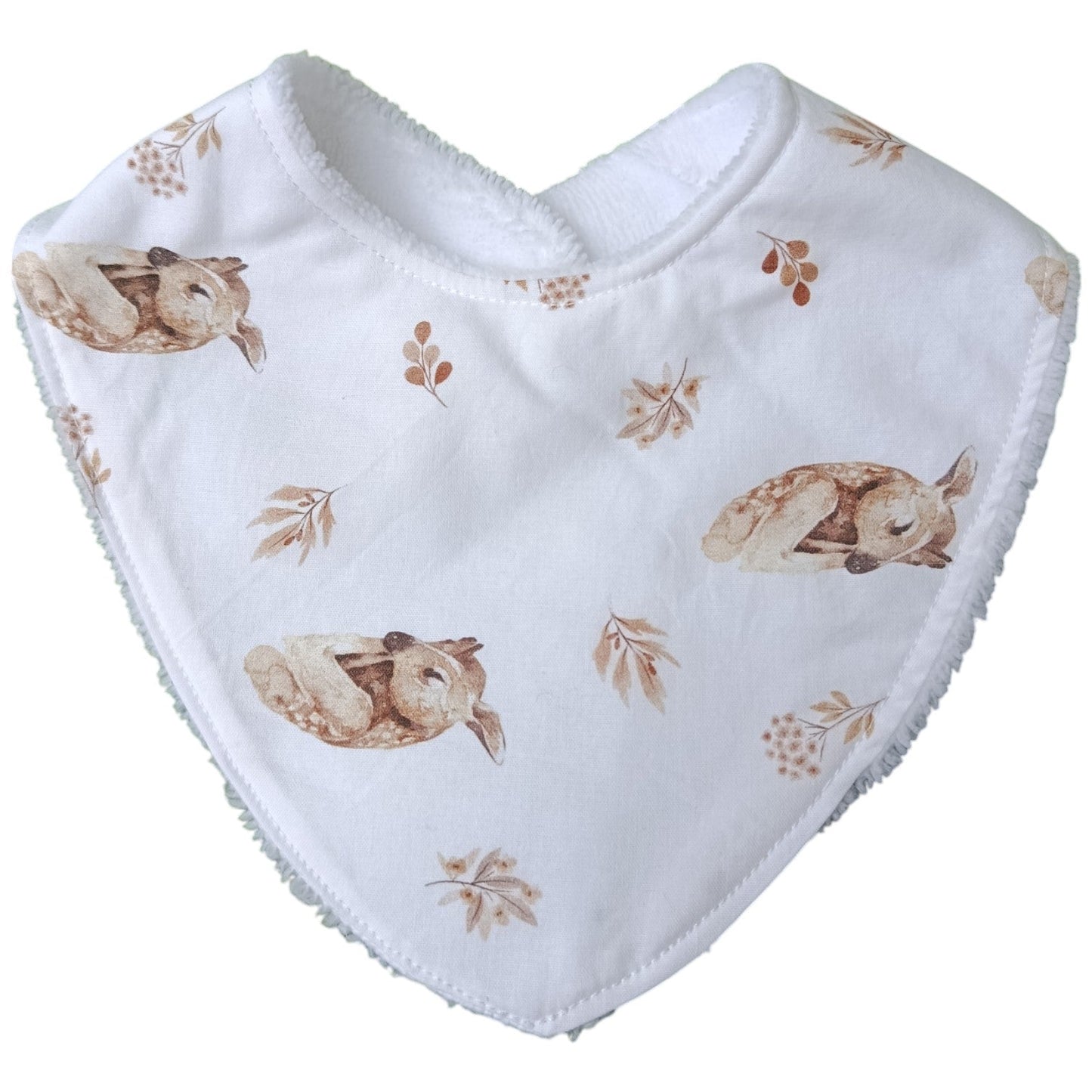 Bavoir bébé personnalisable biche faon blanc Les p'tites cousettes d'Ophélie
