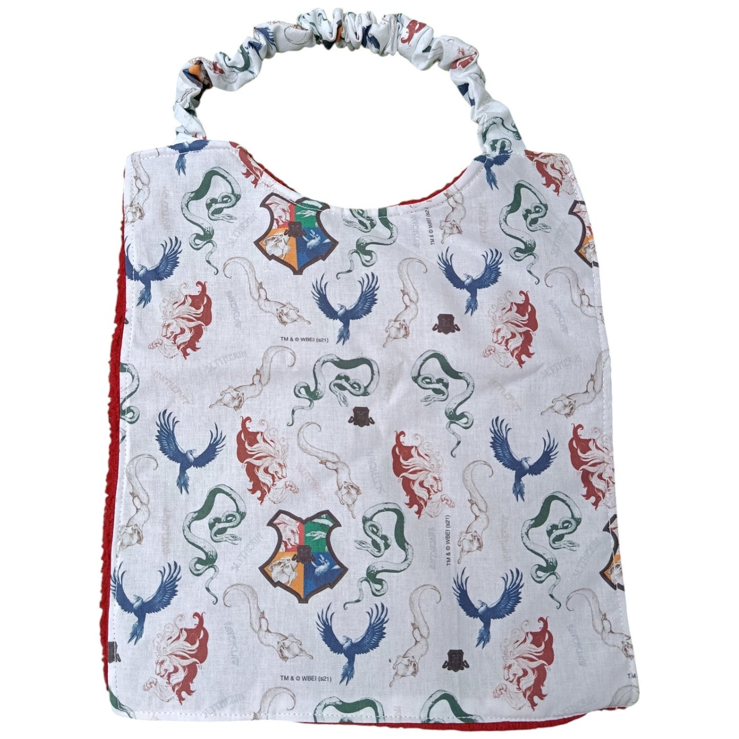 Bavoir maternelle personnalisable Harry Potter rouge et bleu Les p'tites cousettes d'Ophélie