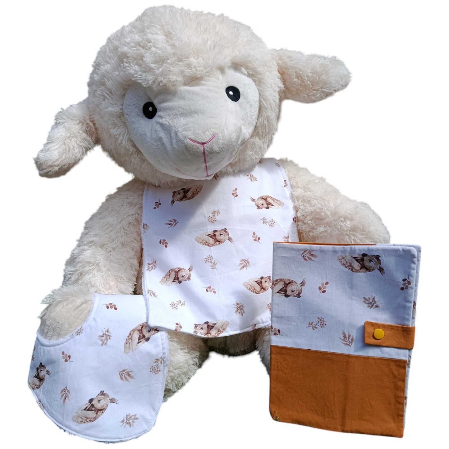 Bavoir bébé personnalisable biche faon blanc Les p'tites cousettes d'Ophélie