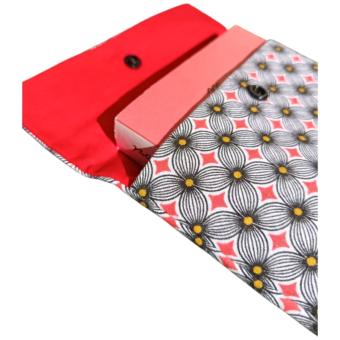 Pochette à livre en tissu noir et rouge Les p'tites cousettes d'Ophélie