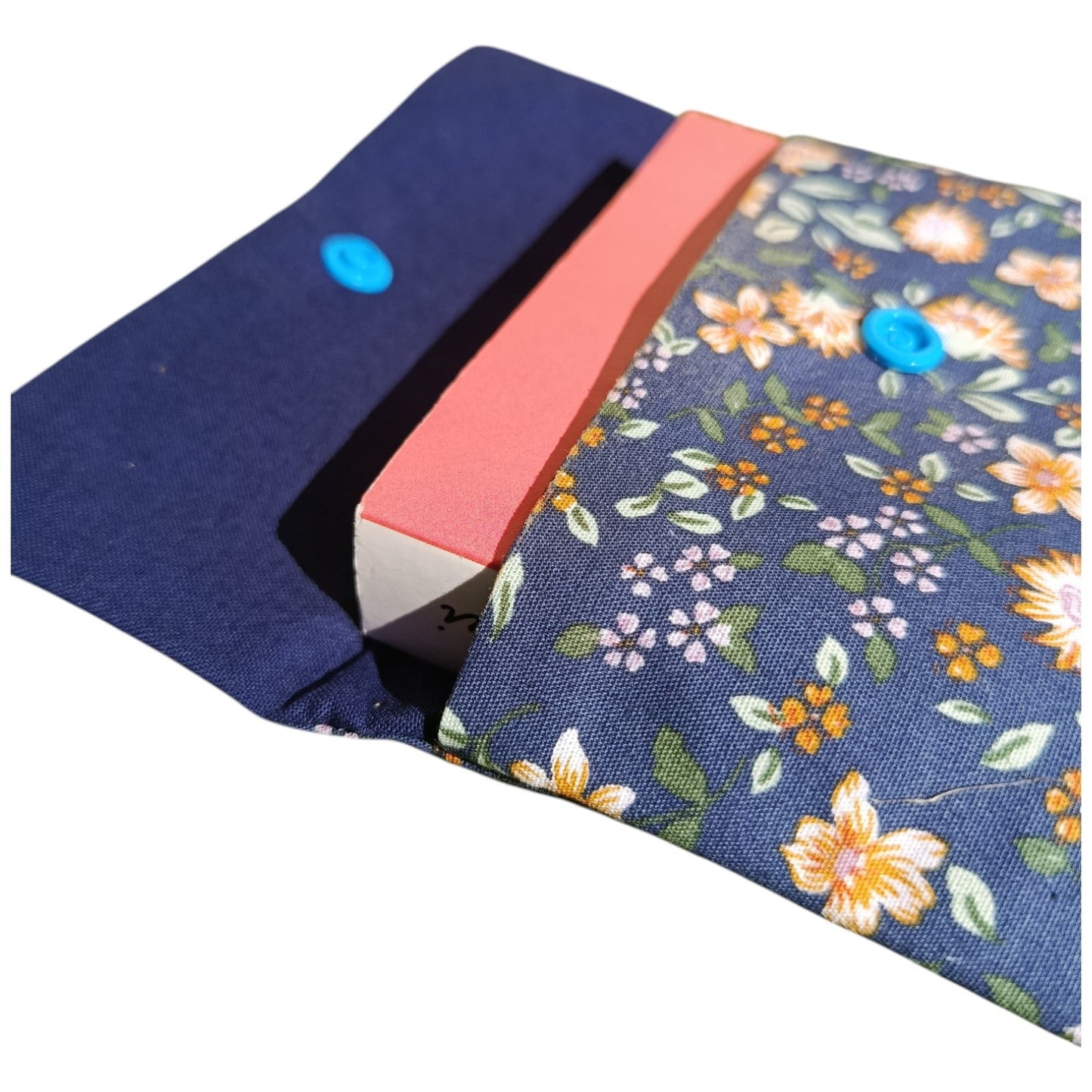Pochette à livre en tissu fleur violet Les p'tites cousettes d'Ophélie