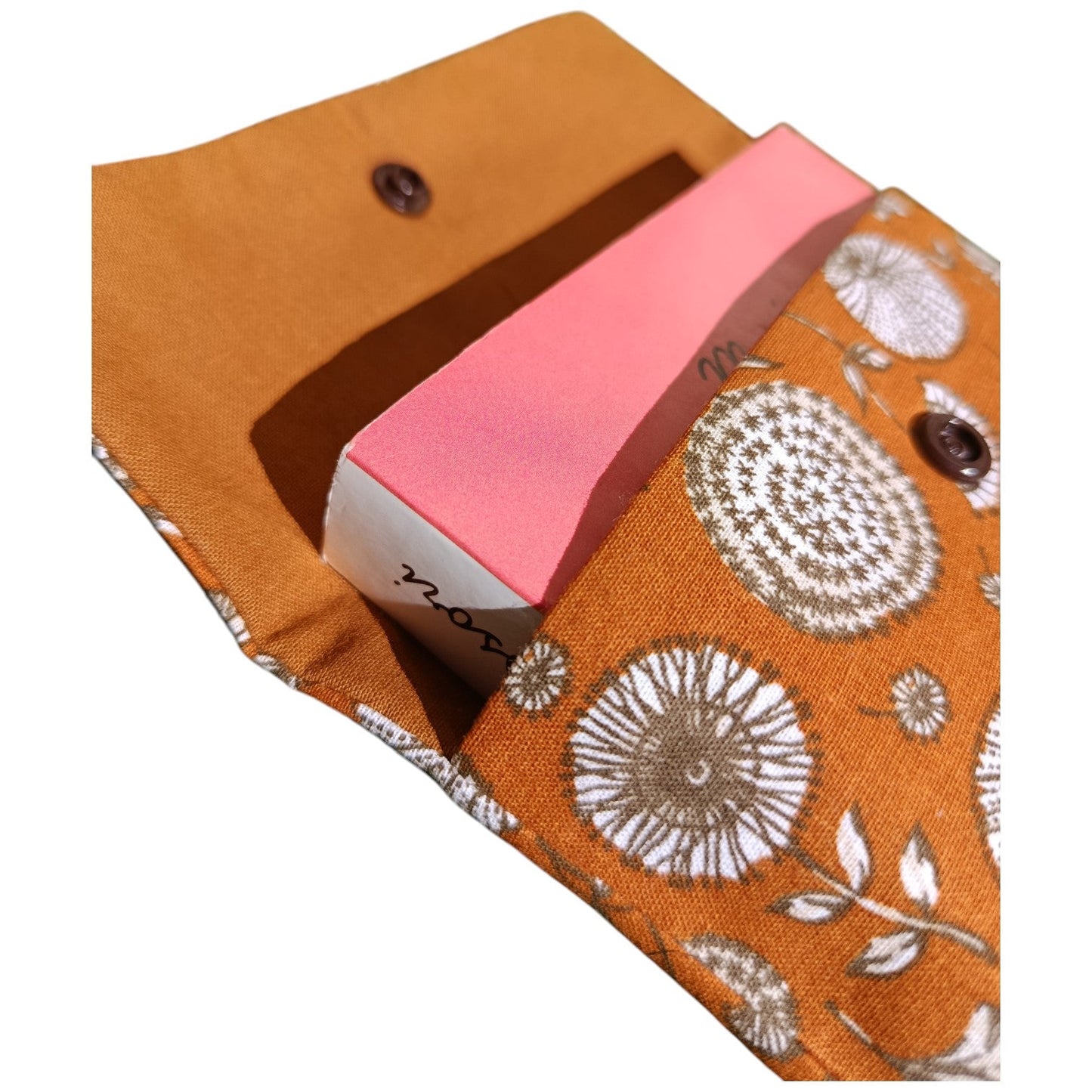 Pochette à livre en tissu fleur marron Les p'tites cousettes d'Ophélie