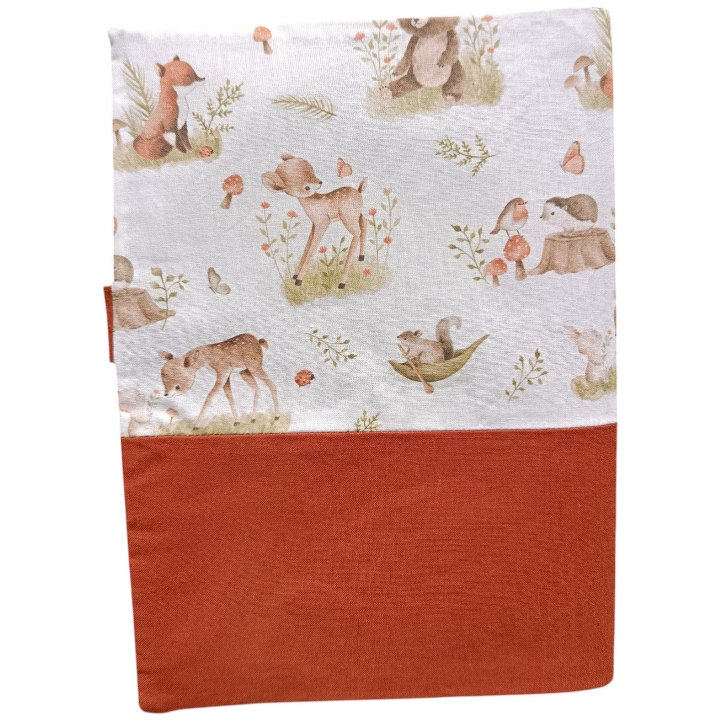 Protège carnet de santé personnalisable animaux de la forêt ours hérisson marron Les p'tites cousettes d'Ophélie