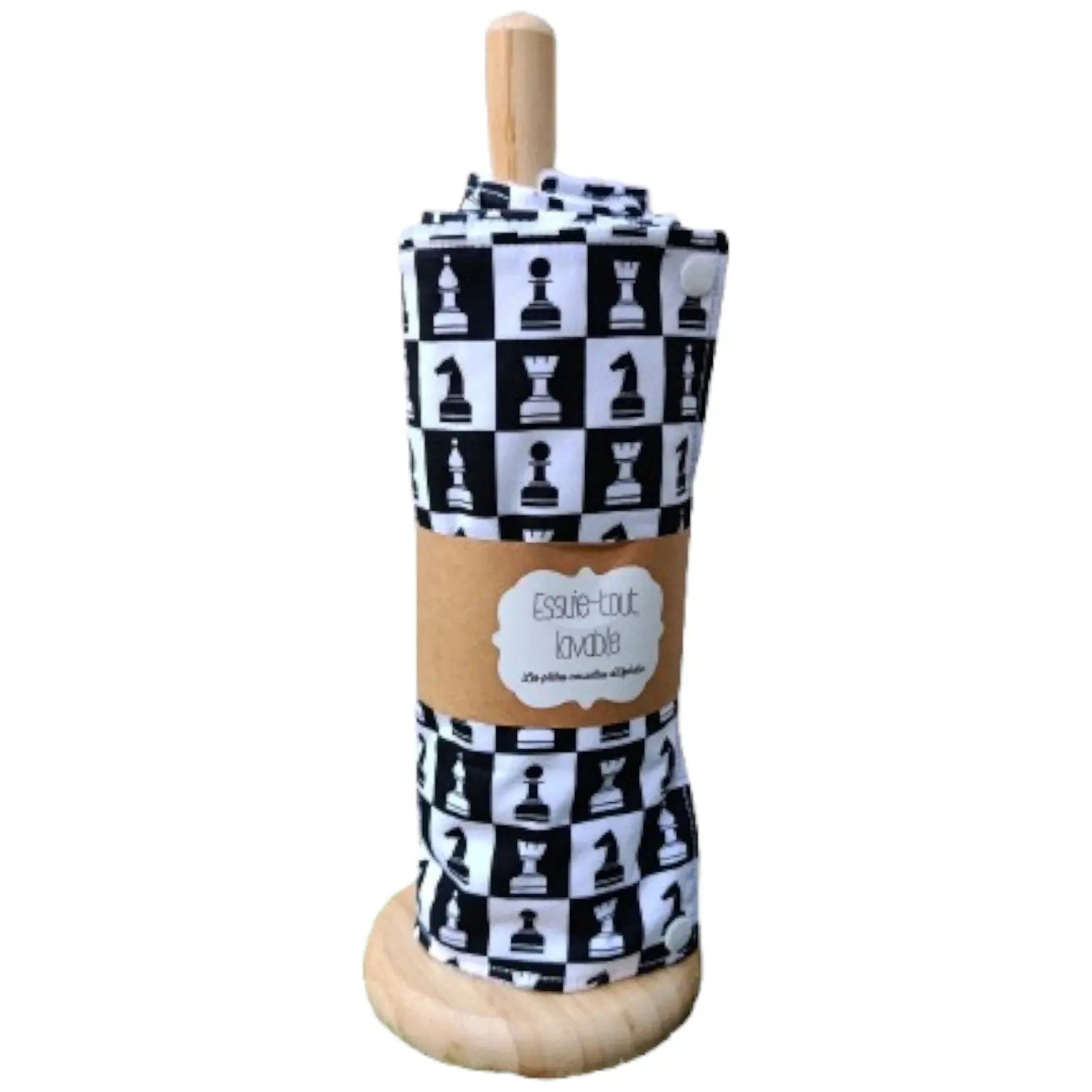 Essuie-tout lavable réutilisable. Rouleau de 5 feuilles, avec pressions pour reconstituer le rouleau. En tissu éponge de bambou pour son côté absorbant et une face coton.
