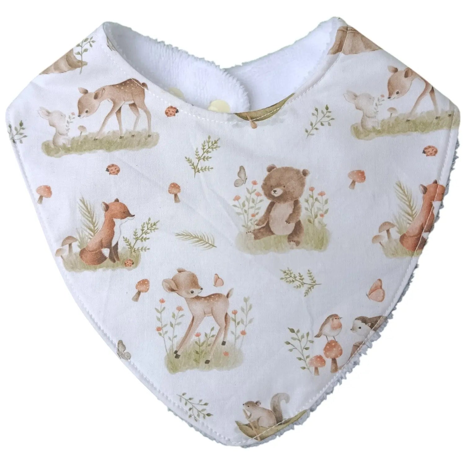 Bavoir bébé personnalisable. 2 pressions pour un ajustement. Face en éponge de bambou pour une absorption optimal. Chaque création est unique. Composer votre coffret naissance