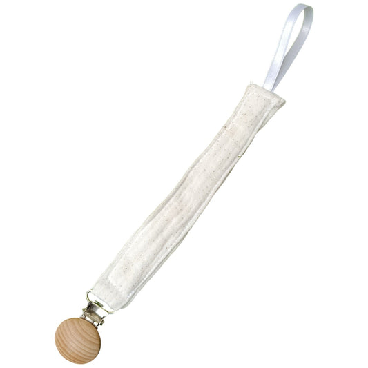 Attache tétine personnalisable Blanc légère dorure Les p'tites cousettes d'Ophélie