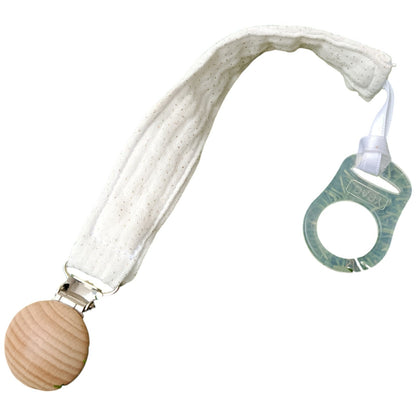 Attache tétine personnalisable Blanc légère dorure Les p'tites cousettes d'Ophélie