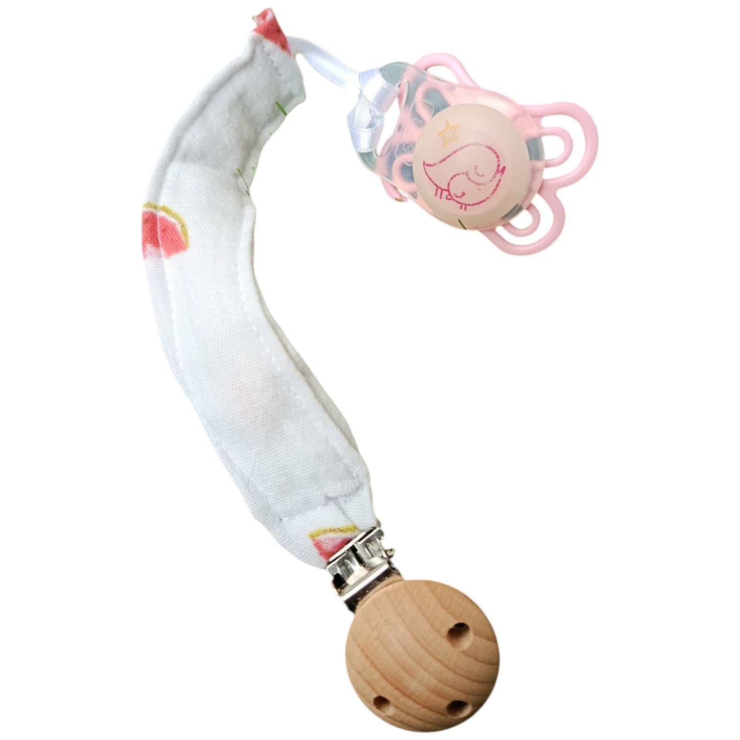 Attache tétine personnalisable Blanc rose Les p'tites cousettes d'Ophélie