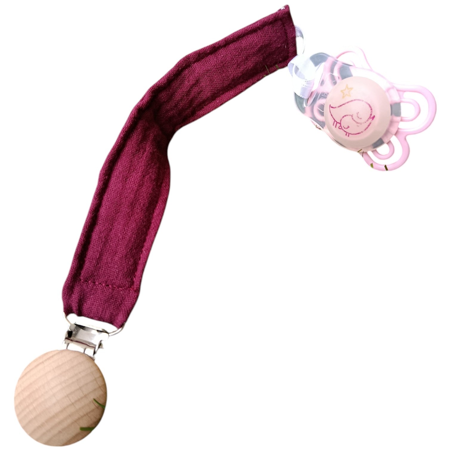 Attache tétine personnalisable violet Les p'tites cousettes d'Ophélie
