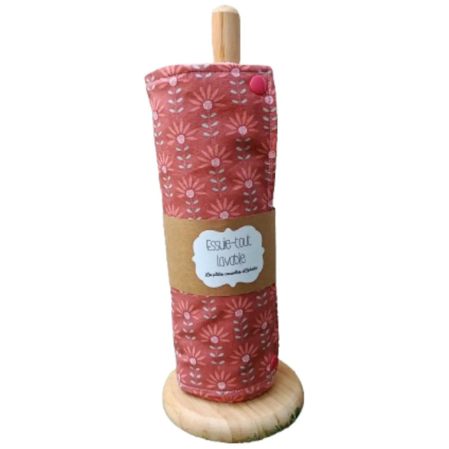 Essuie-tout lavable réutilisable Fleurs roses Les p'tites cousettes d'Ophélie