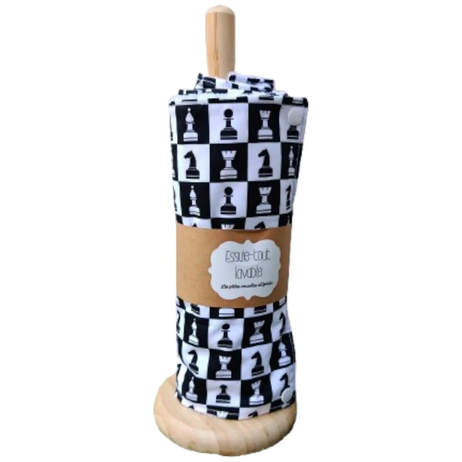 Essuie-tout lavable réutilisable échecs noir et blanc Les p'tites cousettes d'Ophélie