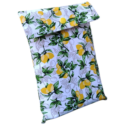 Pochette à livre en tissu citron jaune Les p'tites cousettes d'Ophélie
