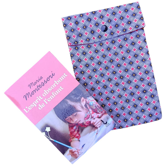 Pochette à livre en tissu noir et rouge Les p'tites cousettes d'Ophélie