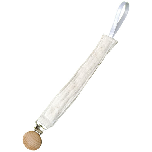 Attache tétine personnalisable Blanc légère dorure