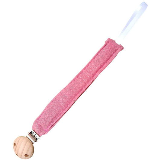 Attache tétine personnalisable rose paillettes