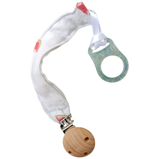 Attache tétine personnalisable Blanc rose