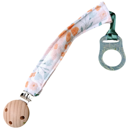 Attache tétine personnalisable Blanc vert orange