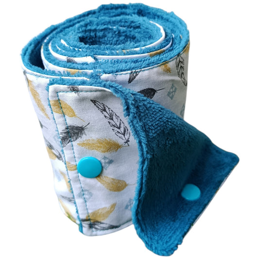 Papier toilette lavable et réutilisable plumes jaune bleu