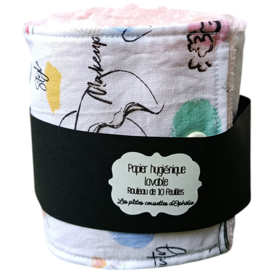 Papier toilette lavable et réutilisable femme rose clair