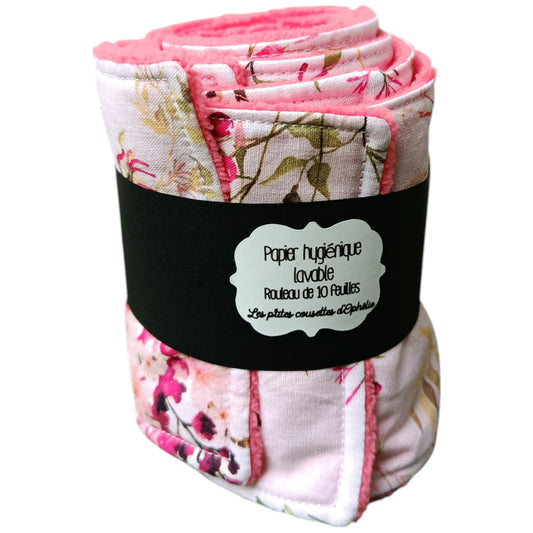 Papier toilette lavable et réutilisable rose
