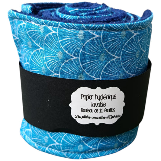 Papier toilette lavable et réutilisable géométrie bleue