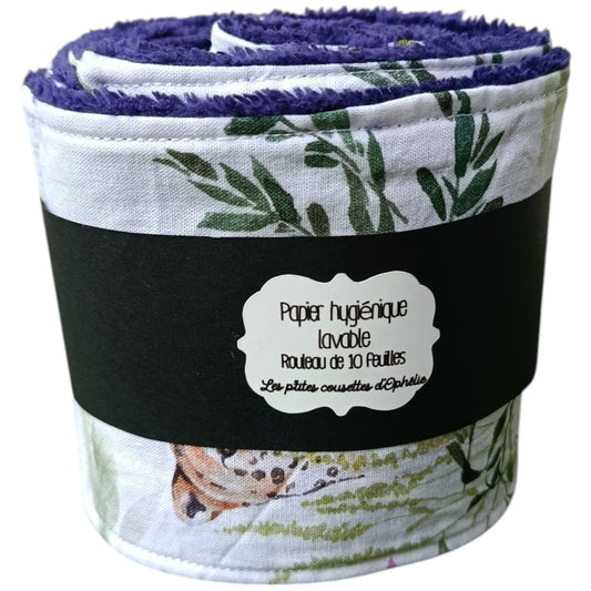 Papier hygiénique lavable et réutilisable violet panthère
