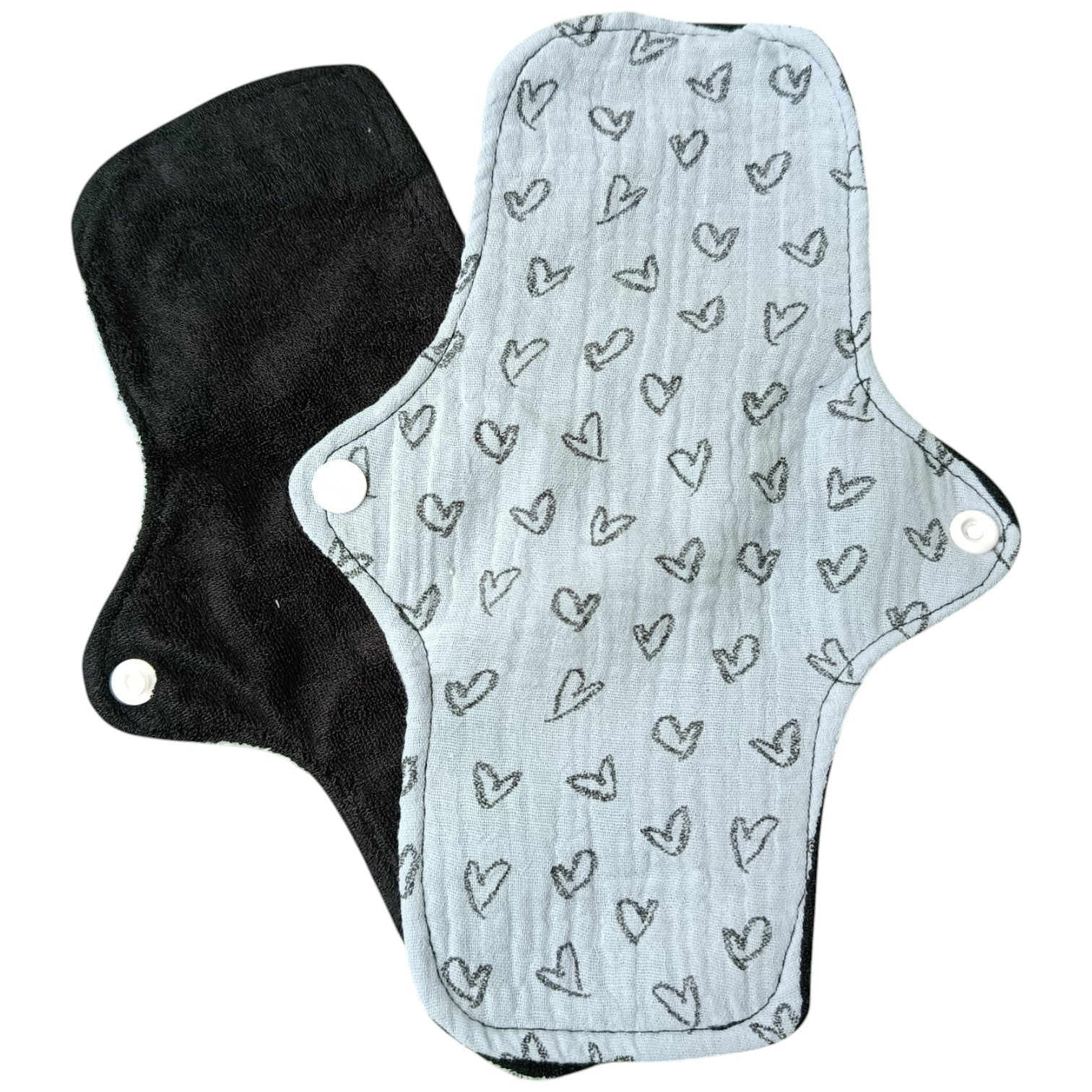 Serviette hygiénique lavable réutilisable coeurs bleu Les p'tites cousettes d'Ophélie