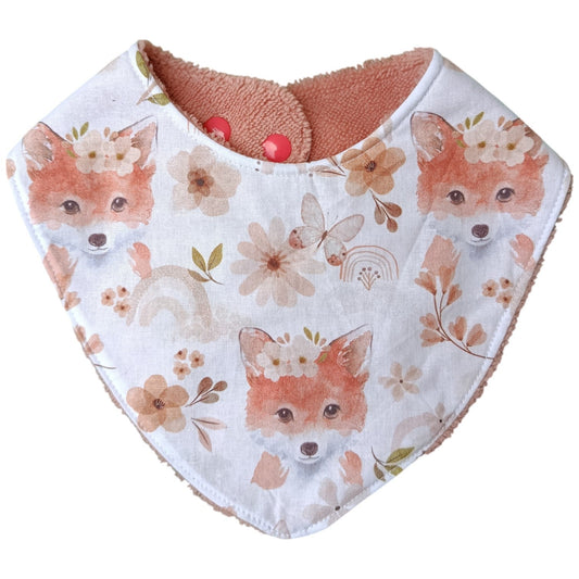 Bavoir bébé personnalisable renard rose Les p'tites cousettes d'Ophélie