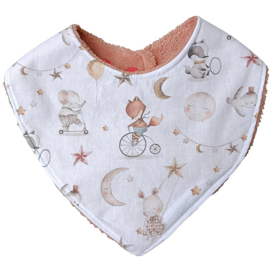 Bavoir bébé personnalisable renard elephant lune lapin rose Les p'tites cousettes d'Ophélie