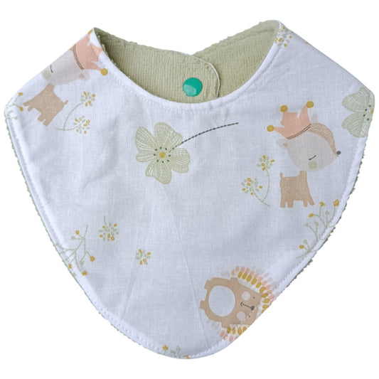 Bavoir bébé personnalisable faon vert couronne Les p'tites cousettes d'Ophélie