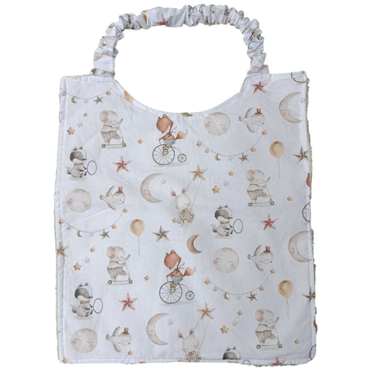 Bavoir maternelle personnalisable animaux renard lune Les p'tites cousettes d'Ophélie