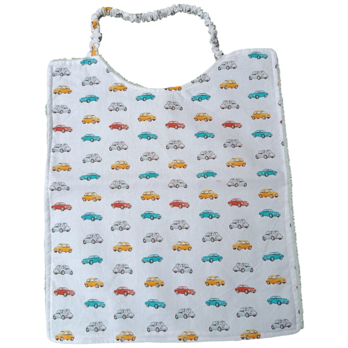 Bavoir maternelle personnalisable petites voiture Les p'tites cousettes d'Ophélie