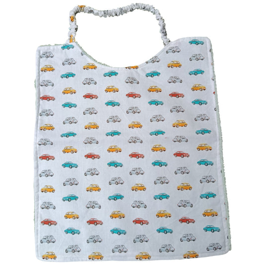 Bavoir maternelle personnalisable petites voiture Les p'tites cousettes d'Ophélie