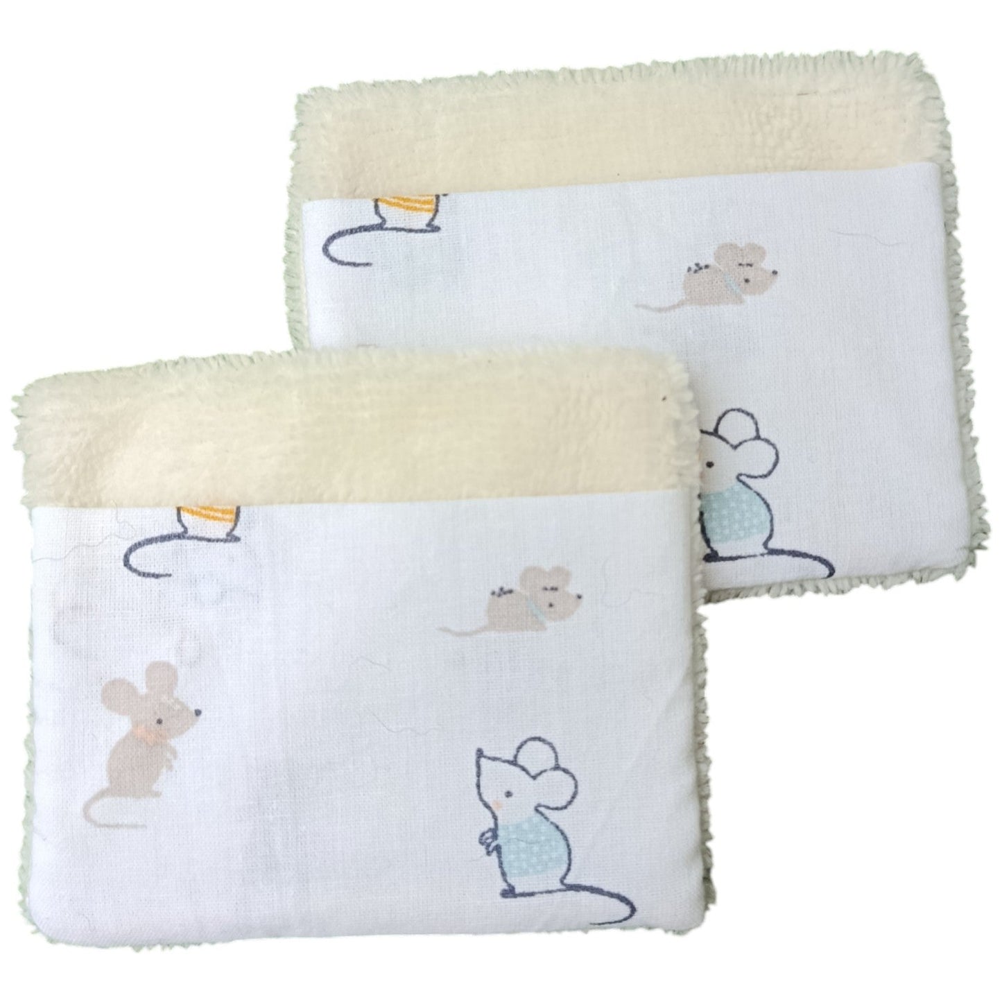Débarbouillette enfant souris beige Les p'tites cousettes d'Ophélie