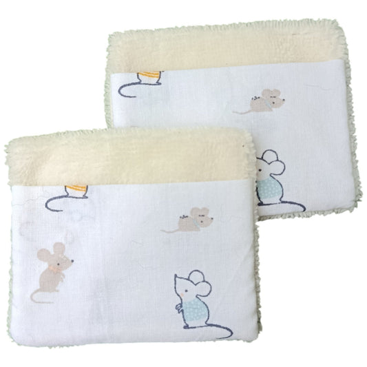 Débarbouillette enfant souris beige Les p'tites cousettes d'Ophélie