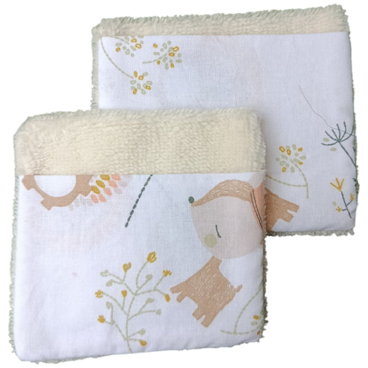 Débarbouillette enfant faon couronne beige Les p'tites cousettes d'Ophélie