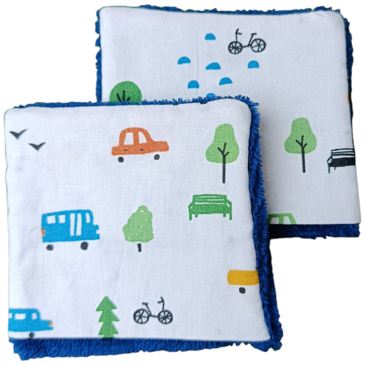Débarbouillette enfant voiture bleu foncé Les p'tites cousettes d'Ophélie