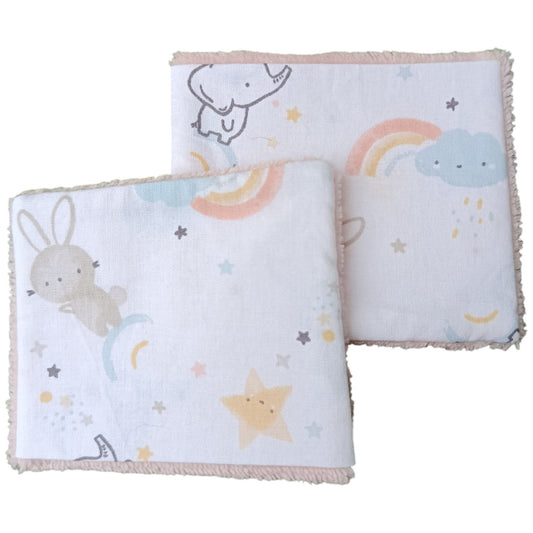 Débarbouillette enfant éléphant arc en ciel rose Les p'tites cousettes d'Ophélie