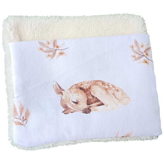 Débarbouillette enfant biche endormie beige Les p'tites cousettes d'Ophélie