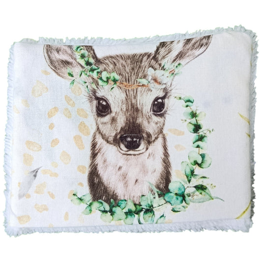Débarbouillette enfant biche blanc Les p'tites cousettes d'Ophélie