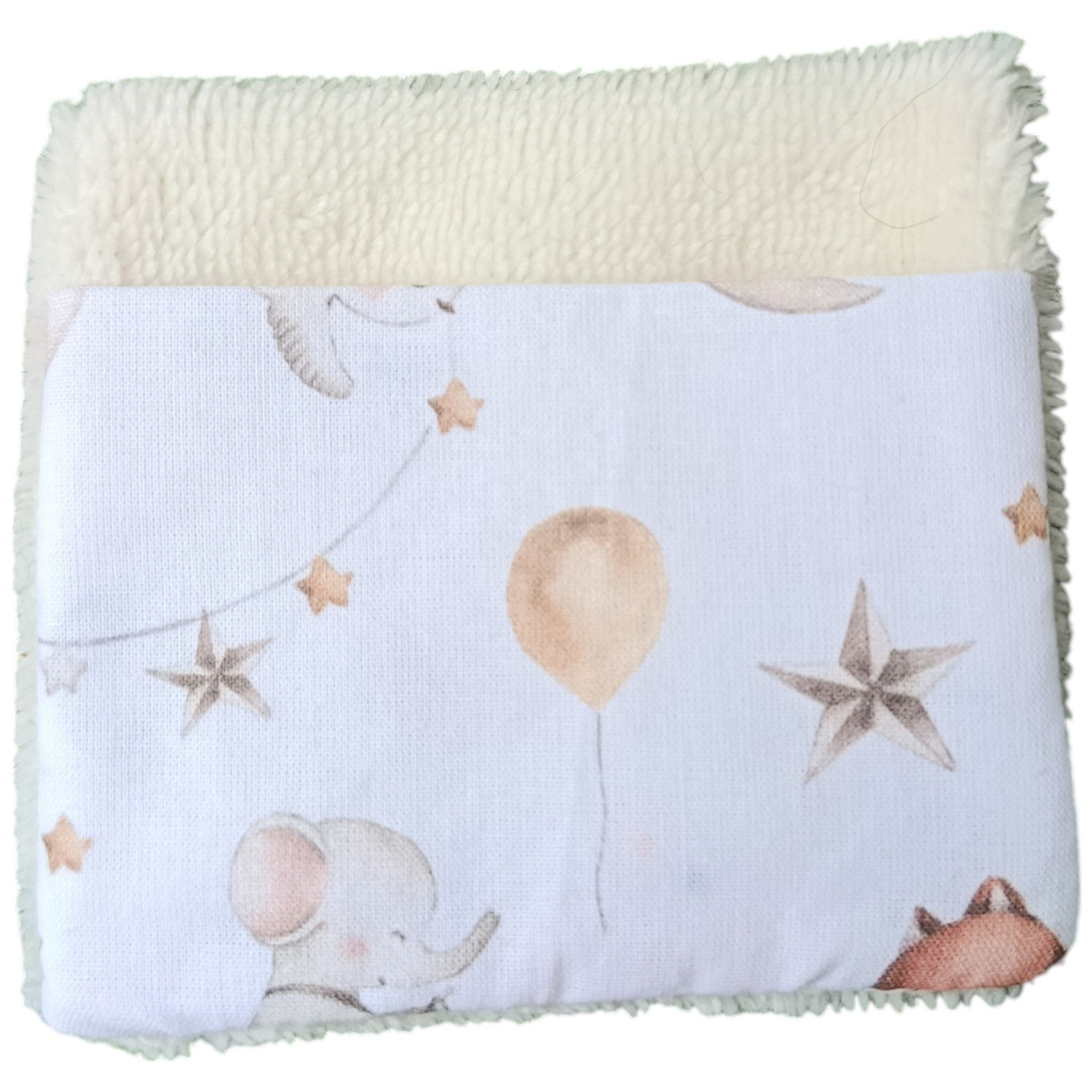 Débarbouillette enfant lune renard beige Les p'tites cousettes d'Ophélie