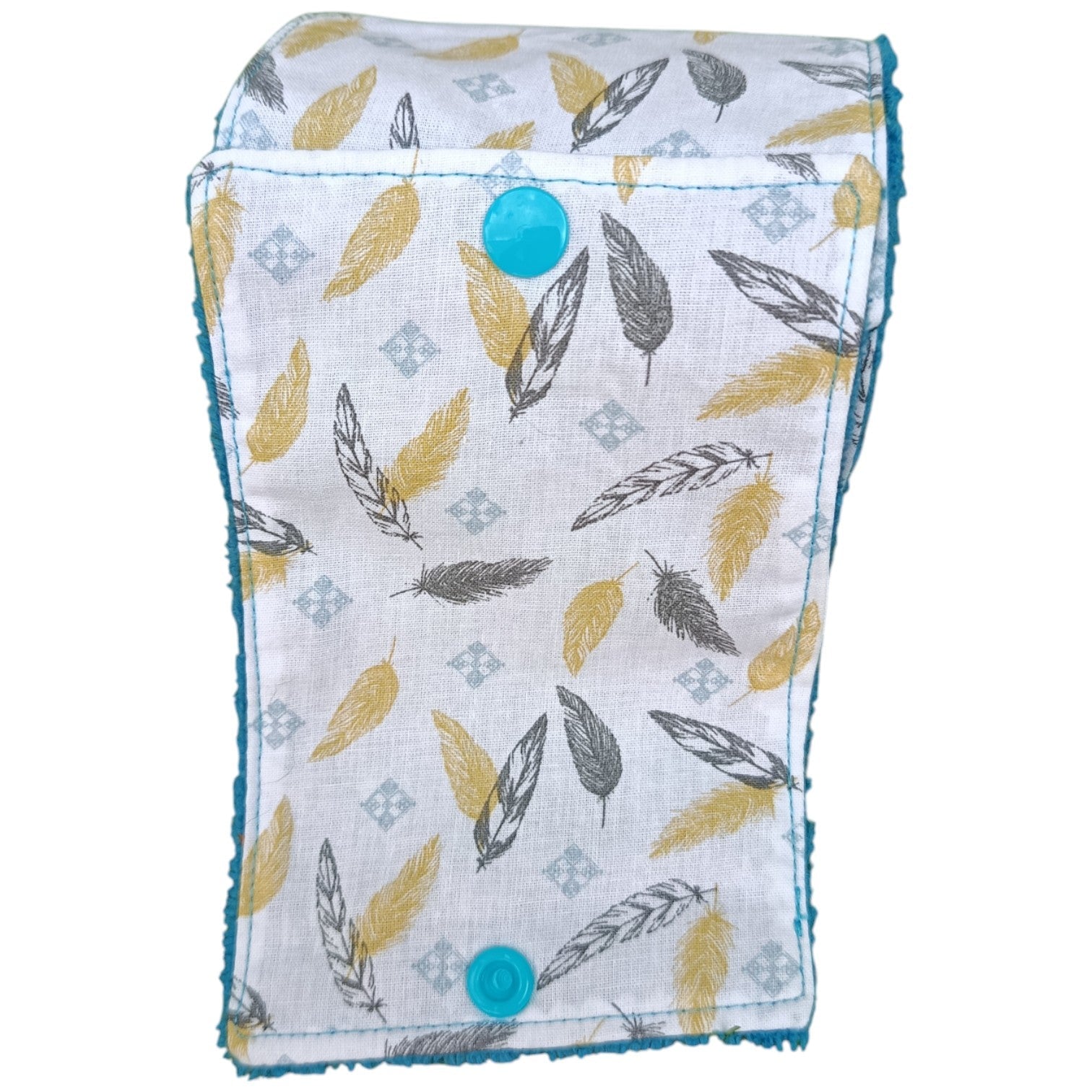 Papier toilette lavable et réutilisable plumes jaune bleu Les p'tites cousettes d'Ophélie