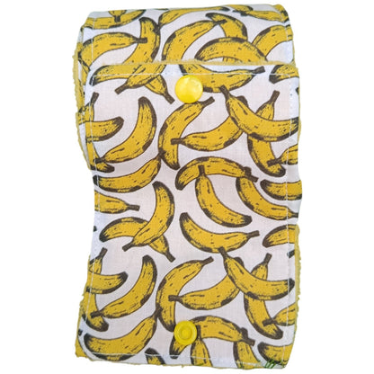Papier toilette lavable et réutilisable bananes jaunes Les p'tites cousettes d'Ophélie