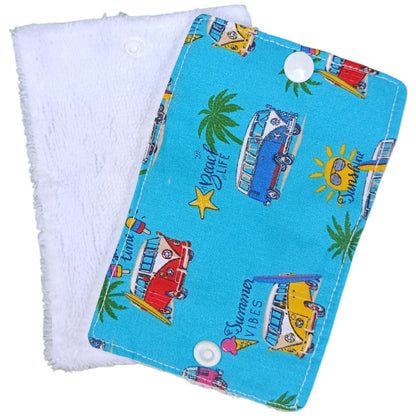 Papier toilette lavable et réutilisable van bleu jaune rouge Les p'tites cousettes d'Ophélie