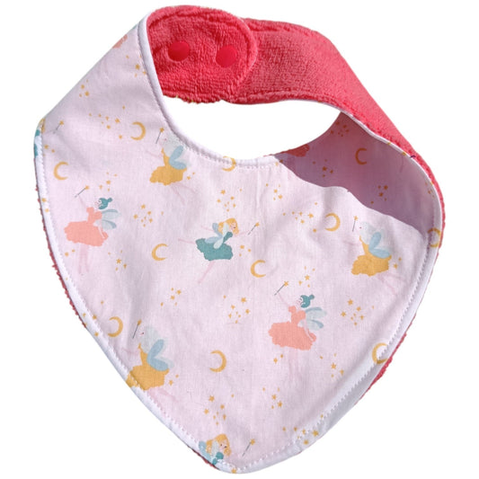 Bavoir bébé personnalisable fées rose bleu Les p'tites cousettes d'Ophélie
