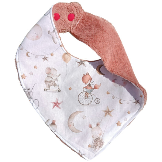Bavoir bébé personnalisable renard elephant lune lapin rose Les p'tites cousettes d'Ophélie