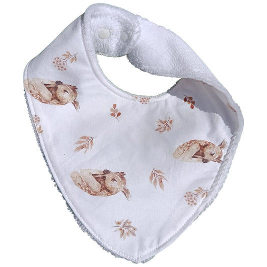 Bavoir bébé personnalisable biche faon blanc Les p'tites cousettes d'Ophélie